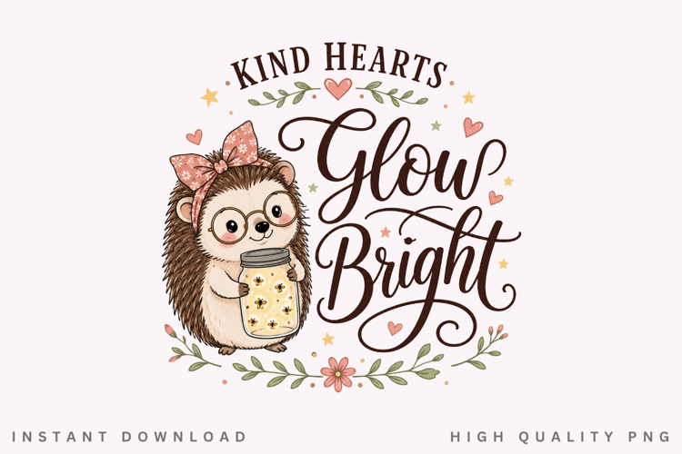Kind Hearts Glow Bright PNG Sublimation Design, Cute