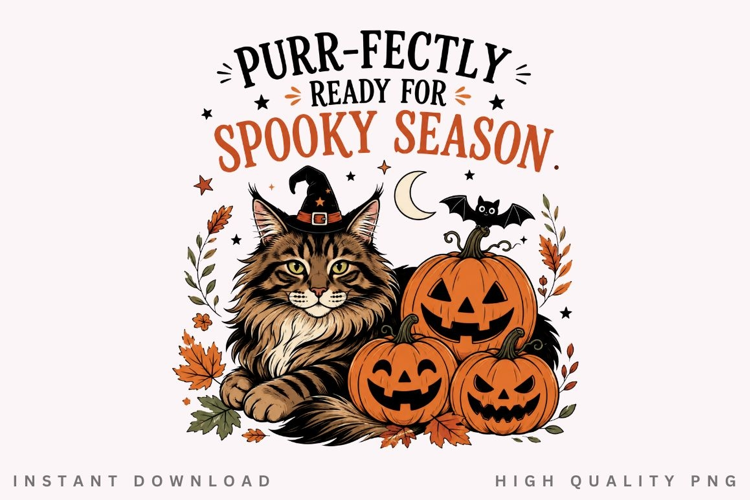 Purr-fectly Ready For Spooky Season PNG Sublimation Design