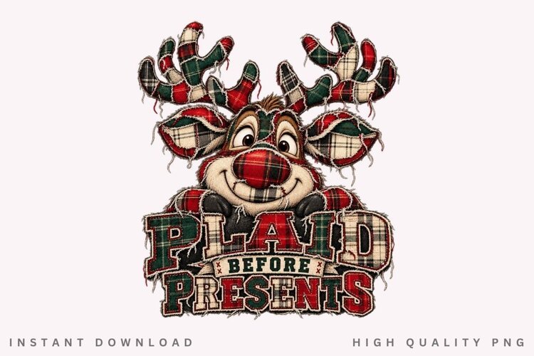 Plaid Before Presents PNG Sublimation Design example image 1