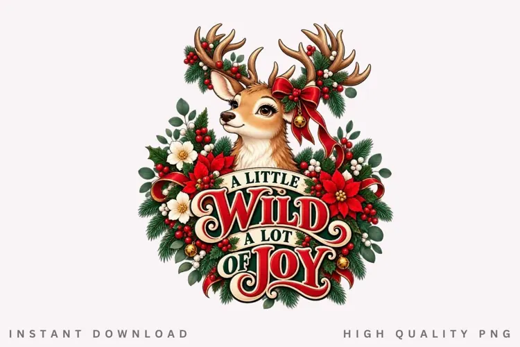 Cute Reindeer Christmas Holiday Joy Winter Design PNG