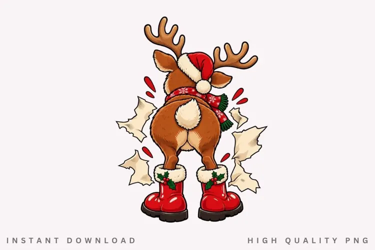 Christmas Reindeer Butt PNG Sublimation Design