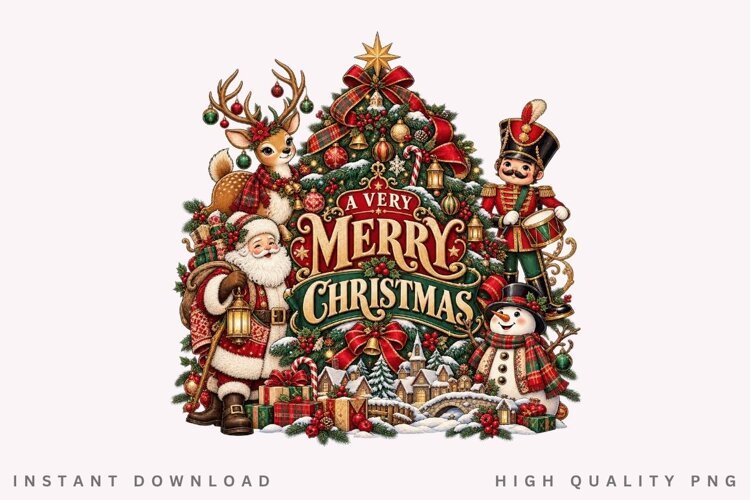 A Very Merry Christmas Santa Reindeer Nutcracker Snowman example image 1