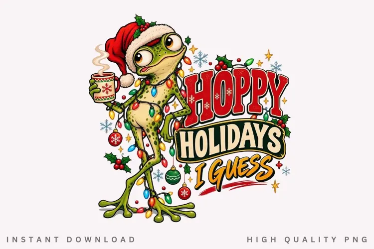 Hoppy Holidays I Guess Funny Christmas Frog Holiday PNG