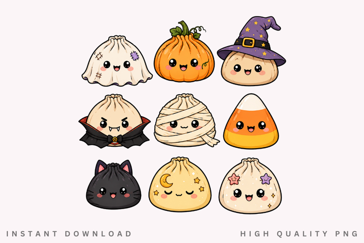 Kawaii Halloween Dumpling PNG Clipart, Spooky Bao