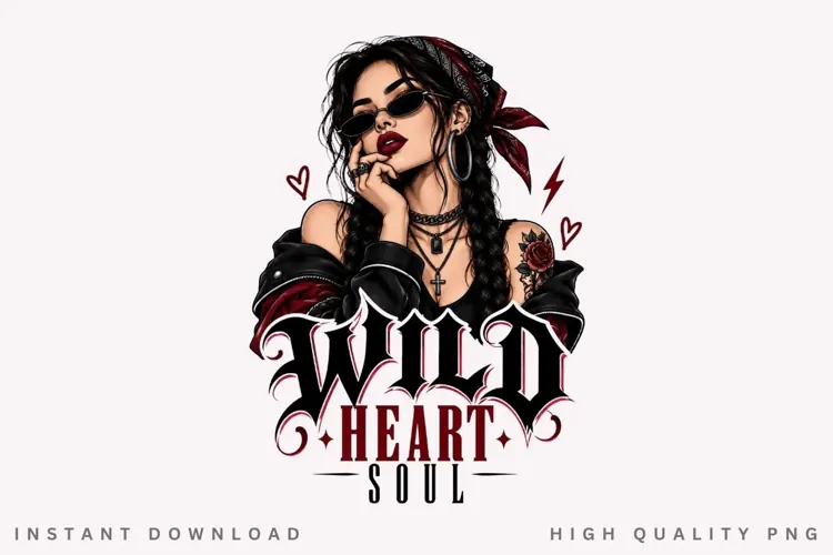 Sweet Heart Rebel Soul PNG Sublimation Design, Biker Chic
