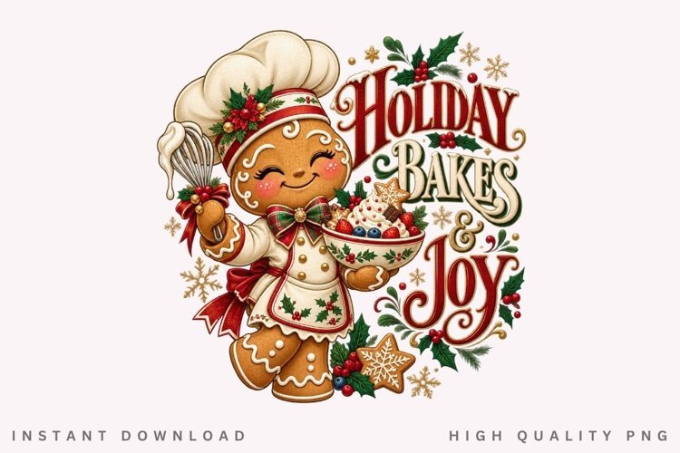 Holiday Bakes and Joy Cute Gingerbread Chef Christmas example image 1