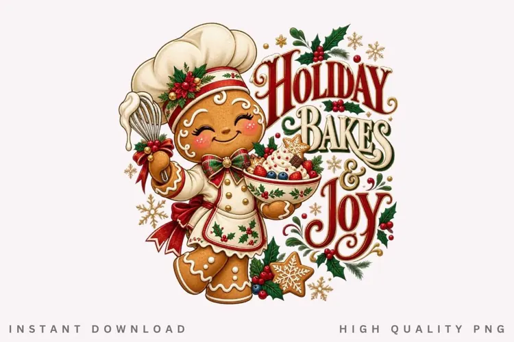 Holiday Bakes and Joy Cute Gingerbread Chef Christmas