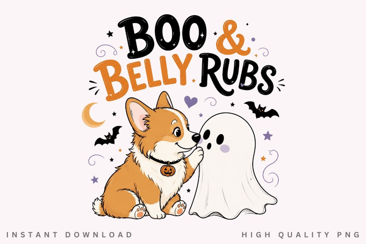 Boo And Belly Rubs PNG Sublimation Design, Cute Corgi Dog
