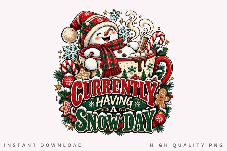 Cute Snowman Currently Having a Snow Day Christmas Winter example image 1