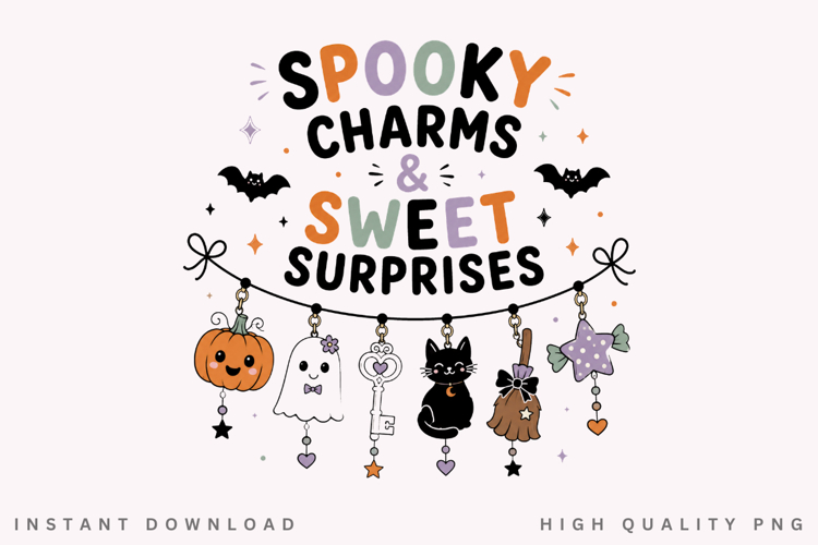 Spooky Charms Sweet Surprises PNG Sublimation Design
