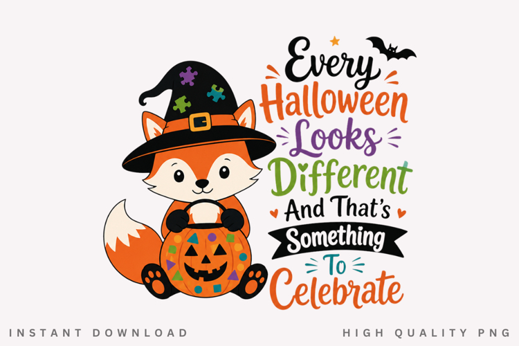 Every Halloween Looks Different PNG, Autism Fox Pumpkin