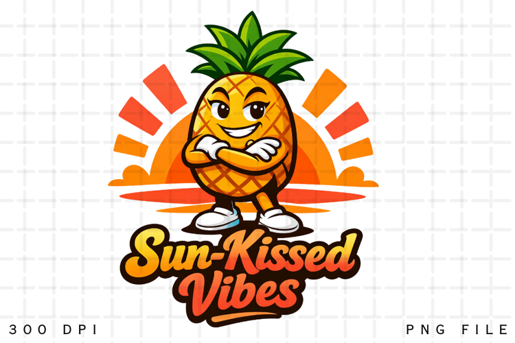 Sun-Kissed Vibes Cute Pineapple Cartoon Summer Sublimation