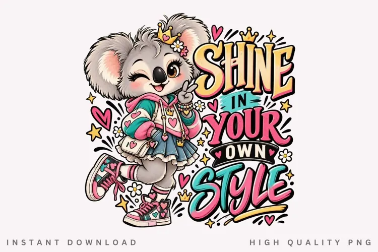 Cute Koala Shine In Your Own Style Inspirational Colorful