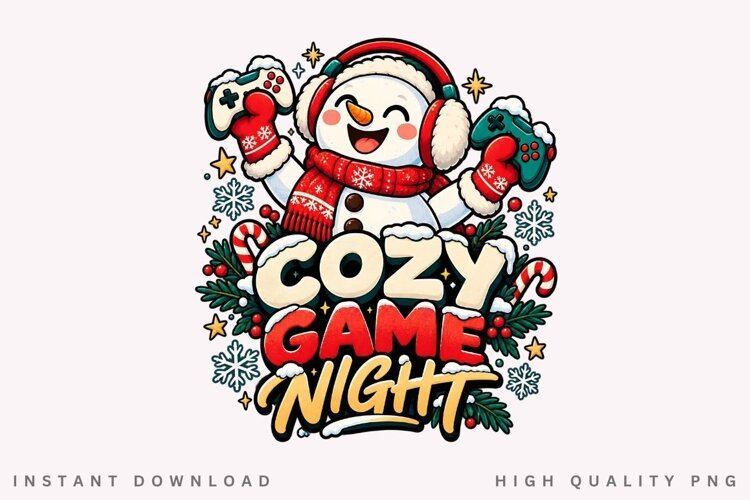 Cute Snowman Cozy Game Night Christmas Winter Holiday Design example image 1