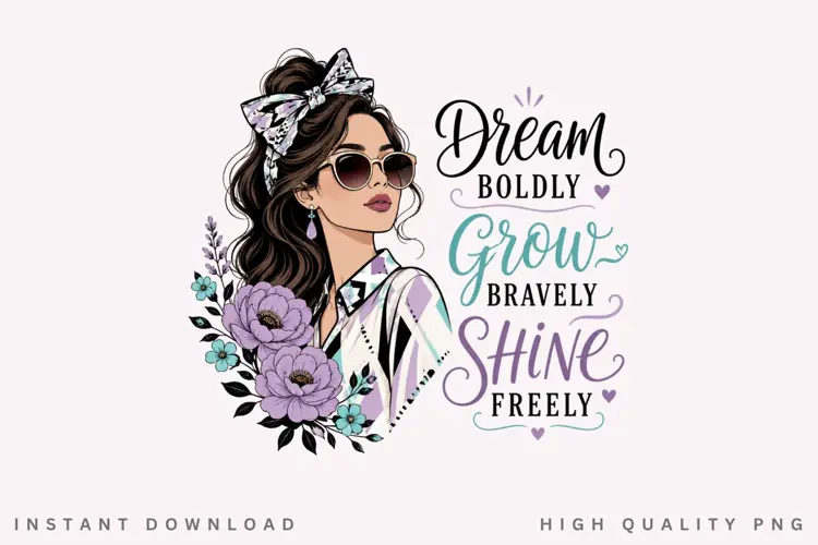 Dream Boldly Grow Bravely PNG Sublimation Design