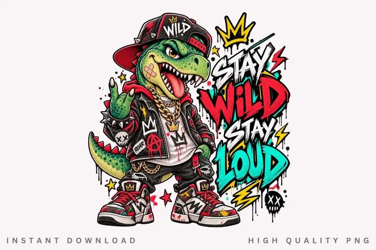 Wild Stay Wild Stay Loud Crocodile Monster Street Graffiti