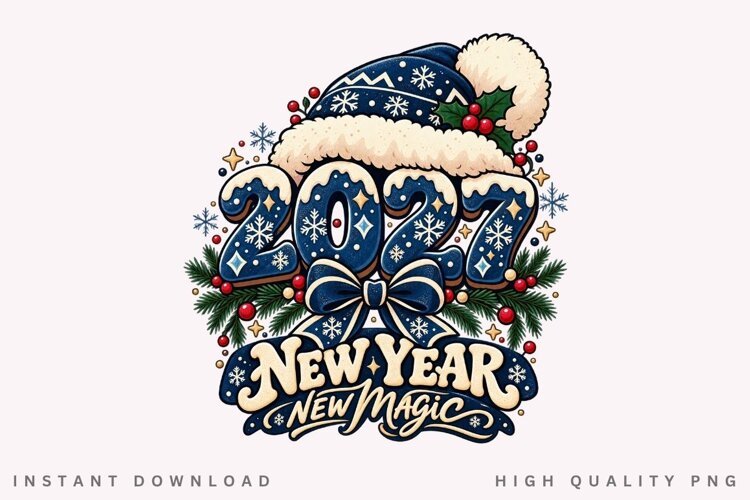 2027 New Year New Magic Winter Holiday Celebration PNG example image 1