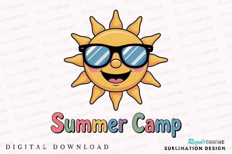 Cartoon Sun Wearing Sunglasses with Summer Sublimation PNG
