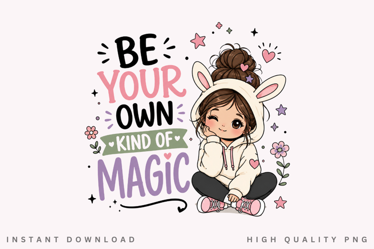 Be Your Own Kind Of Magic PNG Sublimation Design, Cute Bunny