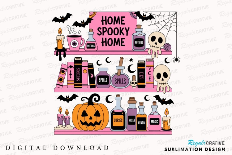 Halloween Spooky Home Illustration with Sublimation PNG