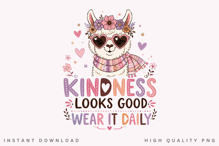 Kindness Looks Good Wear It Daily PNG Sublimation Design example image 1