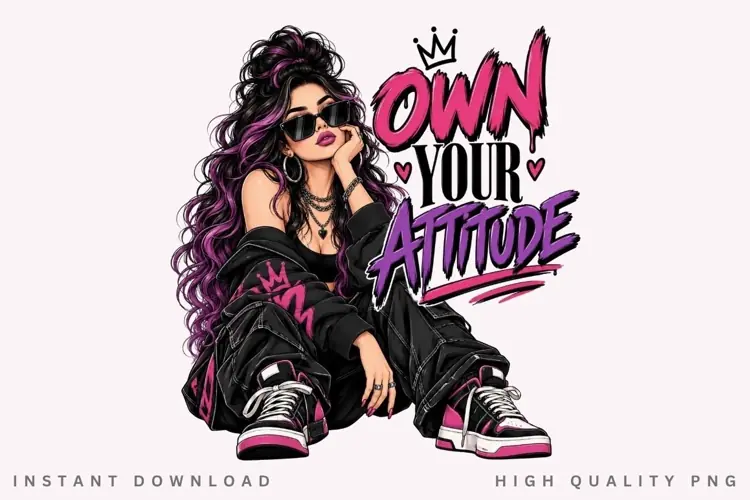 Own Your Attitude PNG Sublimation Design, Streetwear Baddie