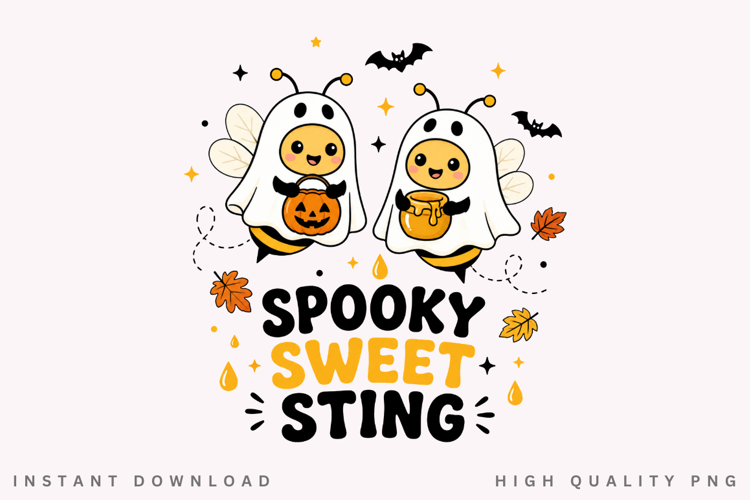 Spooky Sweet Sting PNG Sublimation Design, Cute Ghost