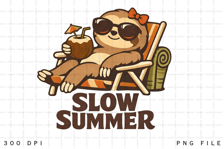 Slow Summer Cute Sloth Beach Vacation Relaxing Tropical