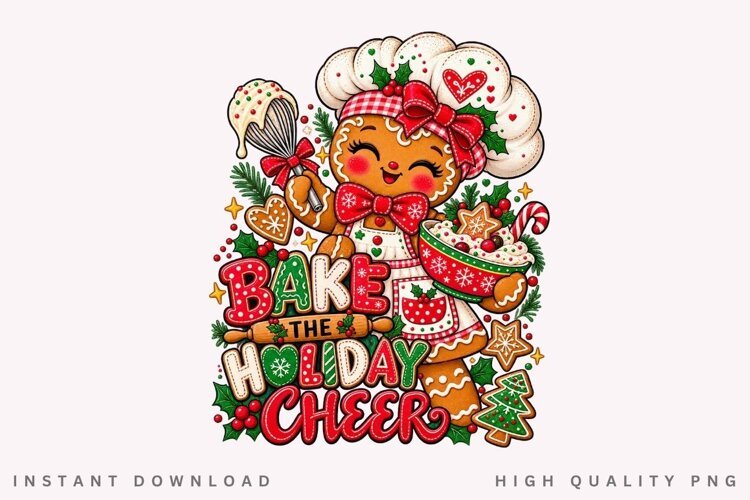 Cute Gingerbread Baker Holiday Cheer Christmas Baking PNG example image 1
