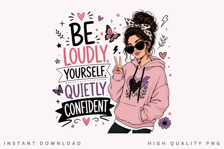 Be Loudly Yourself Quietly Confident PNG Sublimation Design