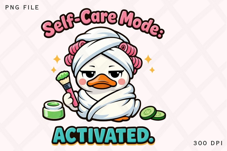 Self Care Mode Activated Duck PNG, Cute Spa Duck Cartoon