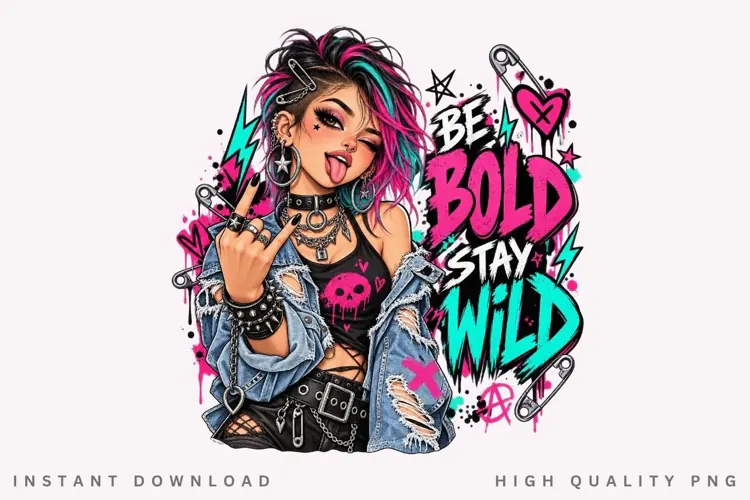 Be Bold Stay Wild Edgy Alternative Girl Neon Punk Inspired