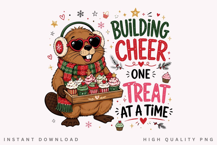 Christmas Beaver PNG Sublimation Design, Cute Holiday