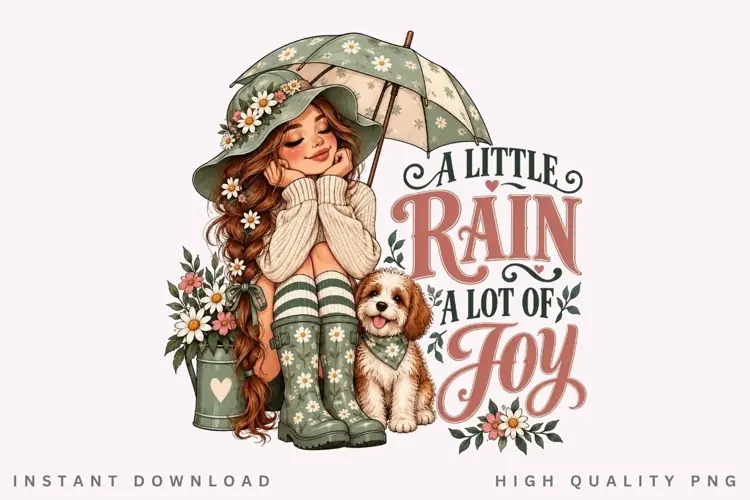 A Little Rain A Lot Of Joy PNG Sublimation Design