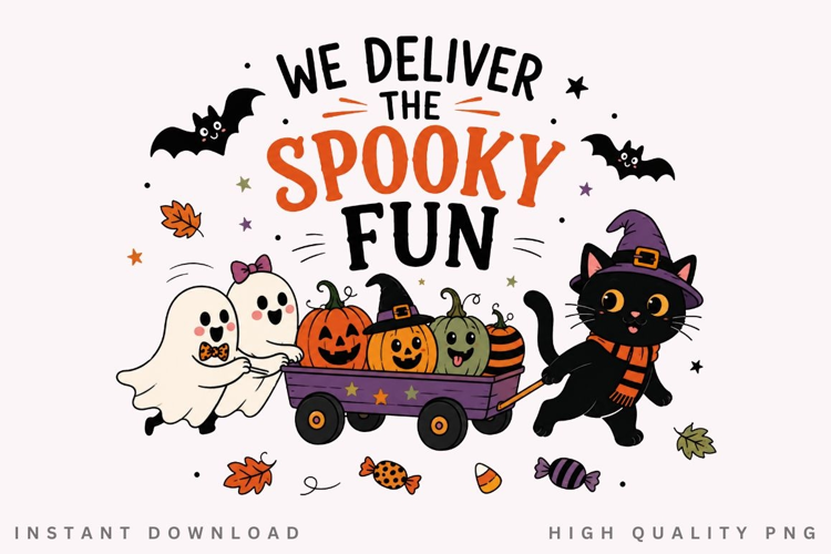 We Deliver The Spooky Fun PNG Sublimation Design, Black