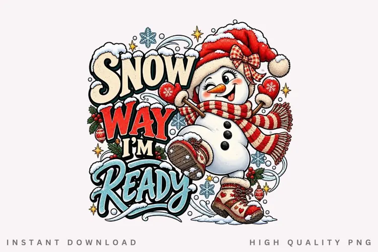Snow Way I'm Ready Funny Snowman Christmas Winter PNG