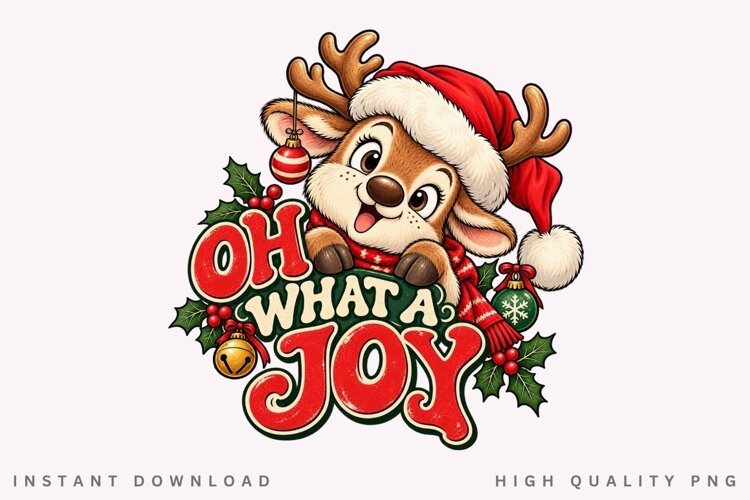 Oh What A Joy PNG Sublimation Design, Cute Christmas Baby example image 1