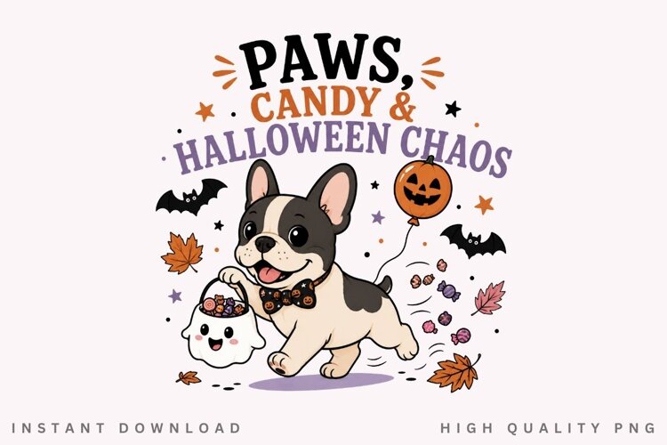 Paws Candy And Halloween Chaos PNG Sublimation Design example image 1