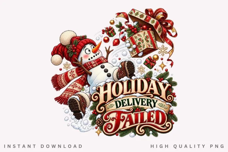 Holiday Delivery Failed Funny Christmas Snowman PNG