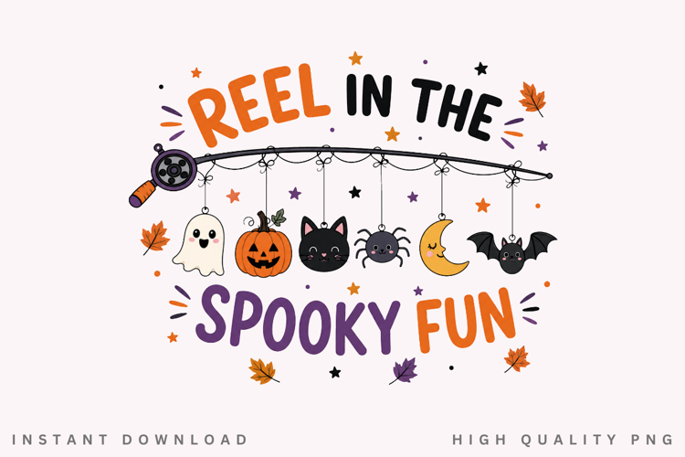 Reel In The Spooky Fun PNG Sublimation Design, Fishing