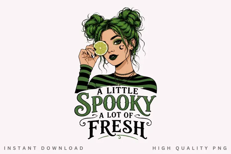 A Little Spooky PNG Sublimation Design, Green Hair Space