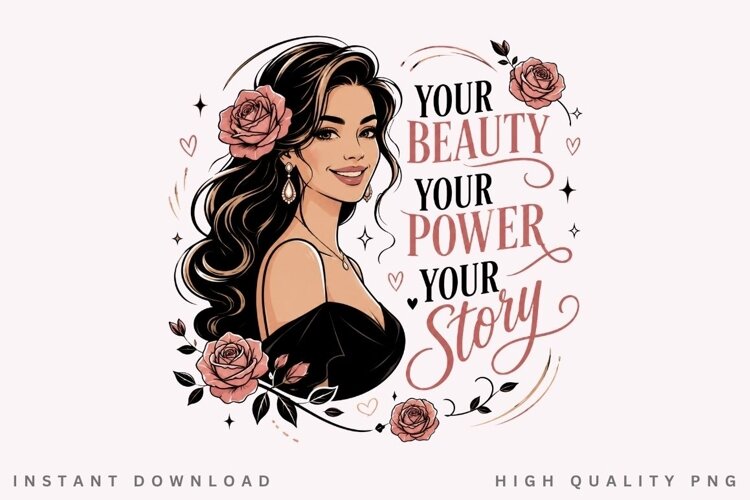 Your Beauty Your Power Your Story PNG Sublimation Design example image 1