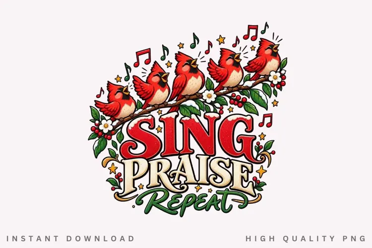 Singing Cardinals Sing Praise Repeat Christmas Winter