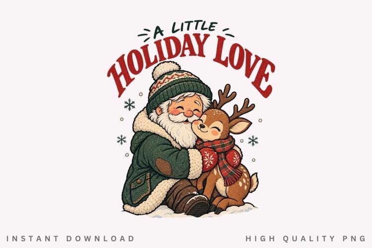 A Little Holiday Love PNG Sublimation Design, Rustic Santa example image 1