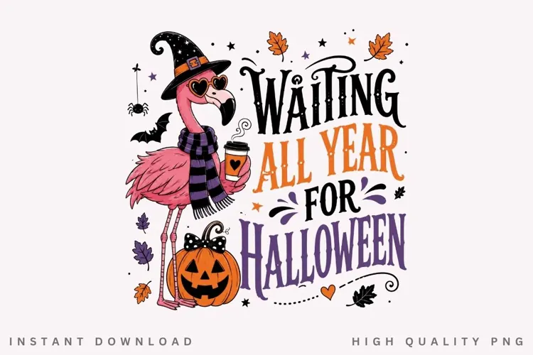 Waiting All Year For Halloween PNG Sublimation Design