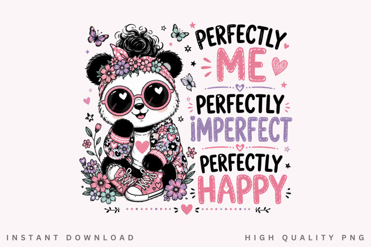 Perfectly Imperfect PNG Sublimation Design, Cute Panda example image 1