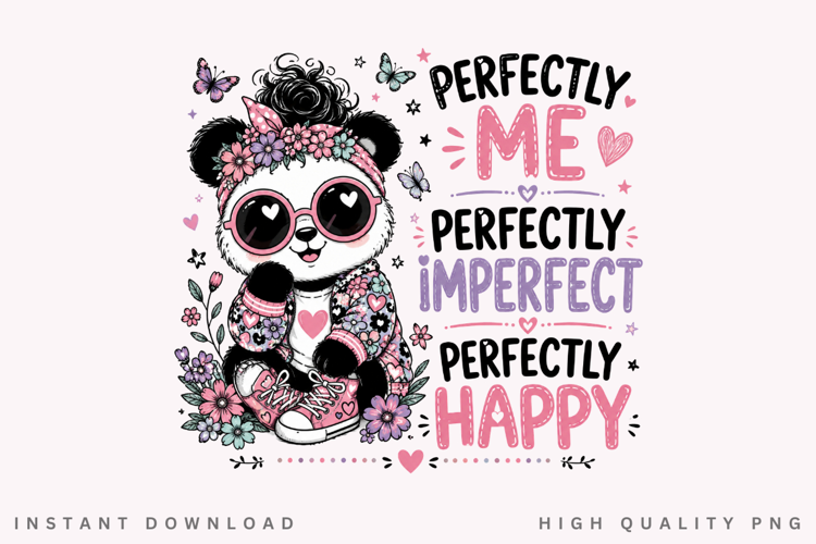 Perfectly Imperfect PNG Sublimation Design, Cute Panda