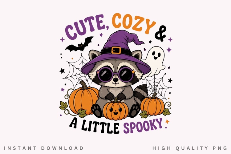 Cute Cozy A Little Spooky PNG Sublimation Design, Raccoon