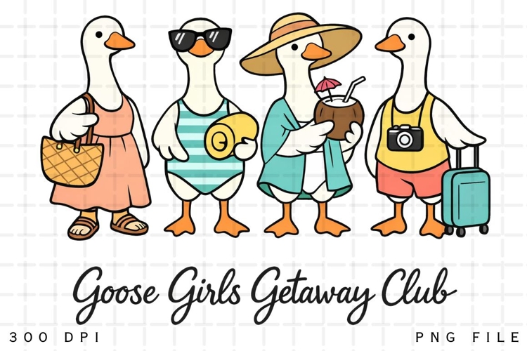 Goose Girls Getaway Club Funny Summer Vacation Goose PNG