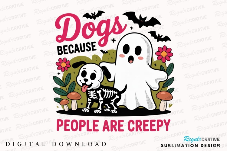 Halloween Design with Dog Skeleton Ghost Sublimation PNG